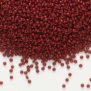 Seed bead, Miyuki, glass, pkg/35g, #15 rocaille, Duracoat&reg; opaque outside dyed maroon, (RR-4470).