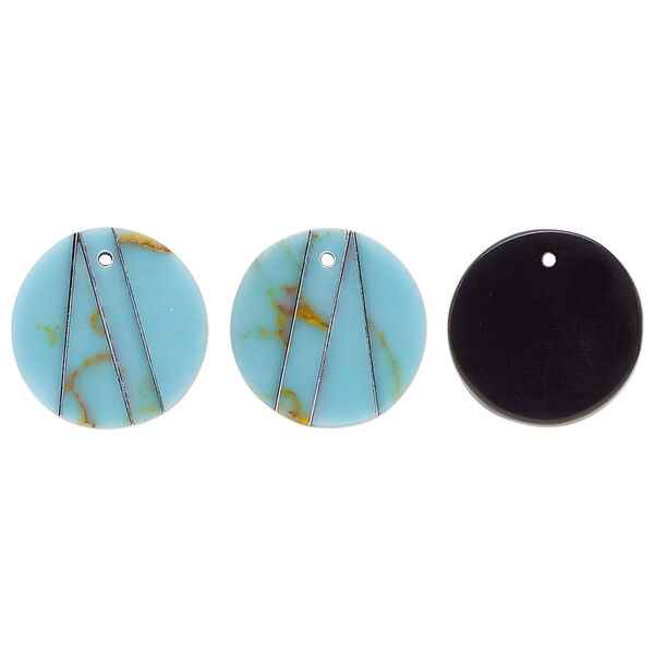 Resin 1pkg2, flat round drop multicolored 13mm image number 0