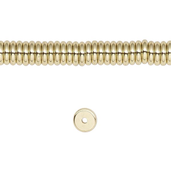 Bead 1pkg1 brass, 6x2mm rondelle, 8 inch image number 0