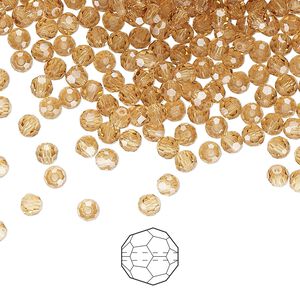 Bead 720pk light Colorado topaz, Preciosa Czech crystal 3mm round