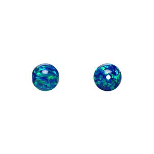 Bead, "opal" (silica and epoxy) (man-made), dark blue, 8mm round. Sold individually.