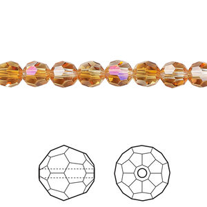 Bead 1pkg360 dark orange TCF&trade;, Swarovski&reg;, 6mm faceted round 5000