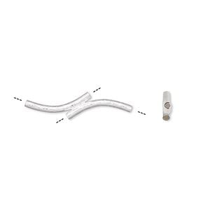 Bead 1pkg6 silver-plated, 22x5mm double curved tube, brushed brass