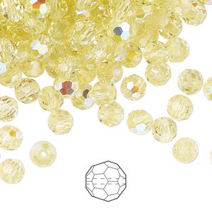 Bead 144pk jonquil AB, Preciosa Czech crystal 5mm round