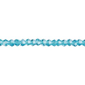 Bead 1pk transparent turquoise blue, Celestial Crystal&reg; 4mm bicone 15.5-16 inch