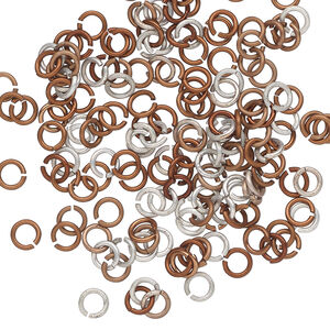 Jump ring 1pkg100 aluminum, 4mm round, 20 gauge / 2.4mm inside diameter / orange copper