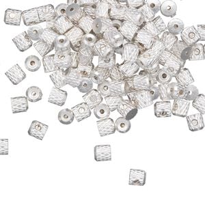 Crimp 1pkg144 silver-plated, 3.5mm barrel / up to 0.024 inch inside diameter, brass / Screw-Tite Crimps&trade;