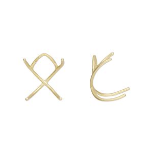 Pendant satin-finished "vermeil" 1pkg1, 12x10mm / 8-10mm 4-prong freeform huggie setting Amoracast&reg;