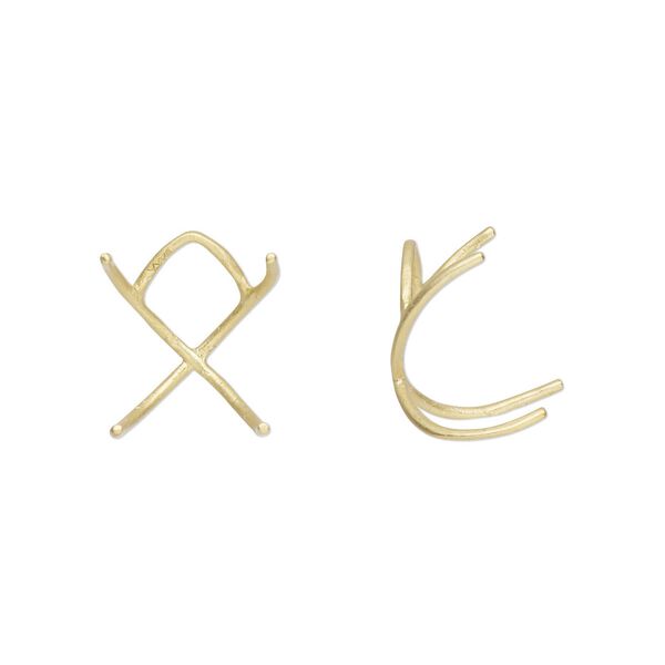 Pendant satin-finished "vermeil" 1pkg1, 12x10mm / 8-10mm 4-prong freeform huggie setting Amoracast&reg; image number 0