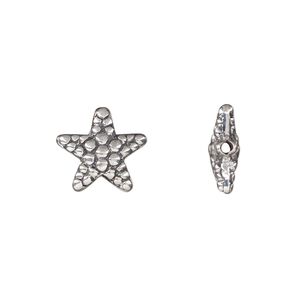 Bead 1pkg1 sterling silver, 13x12.5mm starfish