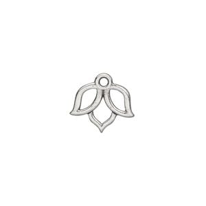Charm, TierraCast&reg;, pewter (tin-based alloy), 14x11mm double-sided open lotus with renewal theme. Sold per pkg of 20.