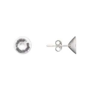 Earstud 1pkg2 Almost Instant Jewelry&reg; sterling silver, 9mm round SS39 rivoli or chaton glue-in setting / earnuts, 1 pair