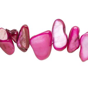 Mother-of-pearl shell 1pkg1, chip bead 30 inch magenta small to extra-large