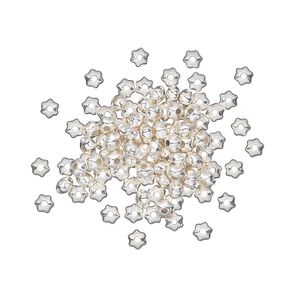 Bead 1pkg100 silver-plated, 3x2mm star, brass