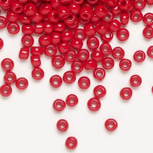 Seed bead, Dyna-Mites&trade;, glass, opaque red, #6 round. Sold per 1/2 kilogram pkg.