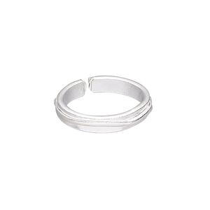 Ring, silver-plated copper, 4mm wide with wavy design, adjustable. Sold individually.