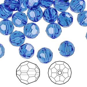 Bead 144pk sapphire, Crystal Passions&reg; 8mm round 5000