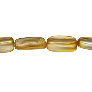 Mother-of-pearl shell 1pkg1, stick bead 15 inch burnt umber 14x5mm-15x9mm