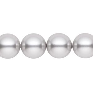 Pearl 100pk light grey, Crystal Passions&reg; 12mm round 5810