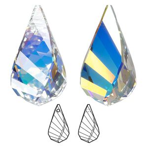 Focal 12pk crystal AB, Swarovski&reg; 30x16mm pendant helix 6020