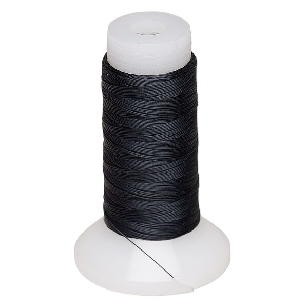 Thread, Kevlar&reg;, black, 0.18mm diameter, size D, 15-pound test. Sold per 50-yard spool. image number 0