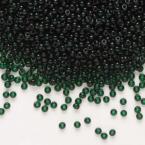Seed bead, Preciosa Ornela Czech glass, pkg/500g, #11 rocaille, transparent dark green, (50150).
