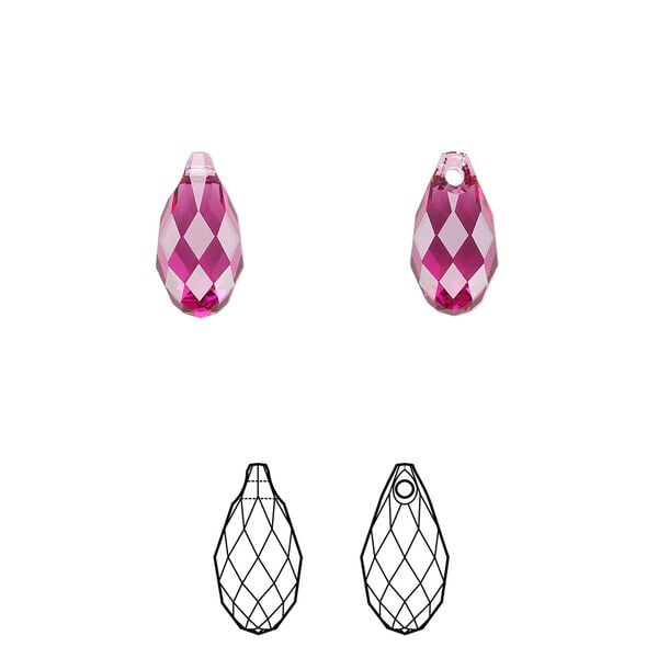 Briolette 144pk fuchsia, Swarovski&reg; 11x5.5mm pendant drop 6010 image number 0