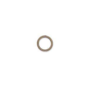 Jump ring 1pkg100 gold-plated, 8mm soldered closed round, 18 gauge / 6.2mm inside diameter / brass / antique