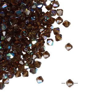 Bead 720pk smoked topaz AB, Preciosa Czech crystal 4mm bicone