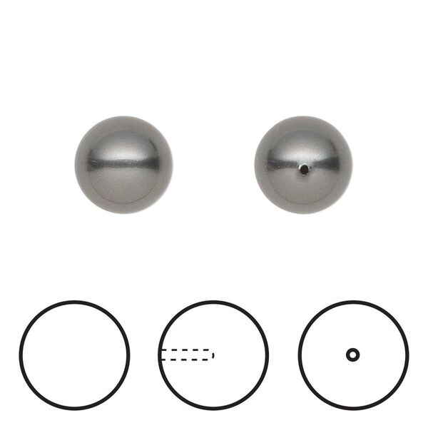 Pearl 1pkg4 dark grey, Crystal Passions&reg; 10mm half-drilled round 5818 image number 0