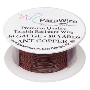 Wire, ParaWire&trade;, antiqued copper, round, 30 gauge. Sold per 50-yard spool.