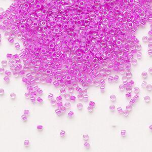 Seed bead, Delica&reg;, glass, pkg/50g, #11 round, translucent luminous inside dyed color purple (DB-2038).