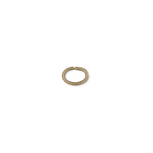 Jump ring 1pkg100 gold-plated, 7x5mm oval, 18 gauge / 5.5x3.2mm inside diameter / brass / antique