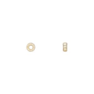 Bead 1pkg10 14Kt gold, 4x2mm corrugated rondelle