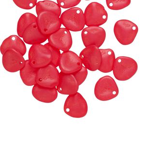 Drop, Preciosa, Czech pressed glass, frosted opaque light scarlet red, 8x7mm triangular teardrop. Sold per pkg of 30.