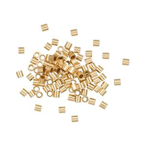 Crimp 1pkg100 12Kt gold-filled, 2mm smooth round tube / approx 1.1mm inside diameter