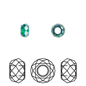 Bead 288pk emerald shimmer 2X, Swarovski&reg; 6x3.75mm briolette XL hole 5042