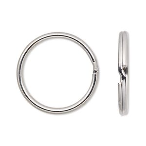 Key ring 1pkg10 imitation nickel-finished, 25mm round, 21.6mm inside diameter / steel