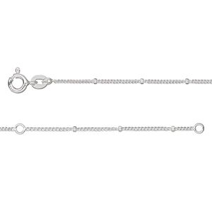 Chain 1pkg1 sterling silver curb, 1mm / 1.8mm rondelle / springring clasp, Gossamer 2N1&trade; adjustable 34 & 36 inch