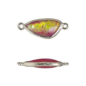 Link, Opalized Ice&trade;, "opal" (resin) and imitation rhodium-finished brass, opaque light purple, 19.5x11mm double-sided wing. Sold per pkg of 4.