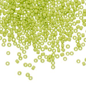 Seed bead, TOHO BEADS&reg;, glass, pkg/50g, #11 round, opaque frosted sour apple (TR-11-44F).