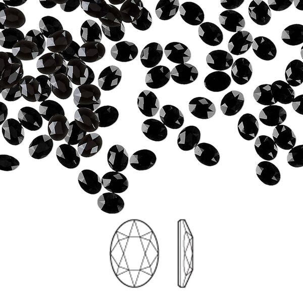 Flat back 288pk jet, Swarovski&reg; 4x3mm oval 2603 image number 0