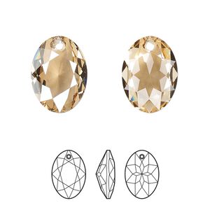 Drop 1pk crystal golden shadow, Crystal Passions&reg; 16mm pendant elliptic cut 6438