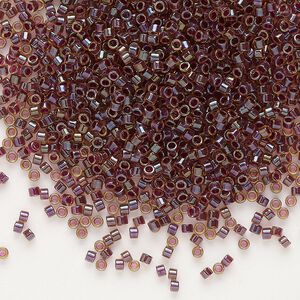 Seed bead, Delica&reg;, glass, pkg/50g, #11 round, translucent purple-lined luster light topaz (DB-0061).