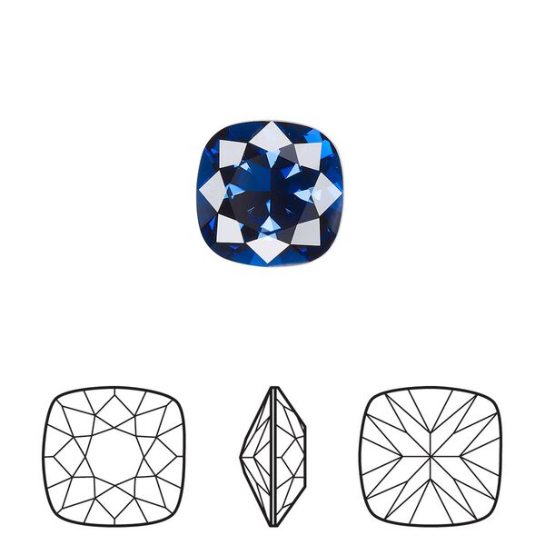 Fancy stone 72pk dark sapphire foil back, Swarovski&reg; ReCreated&trade; 12mm cushion 4470 image number 0