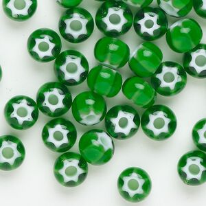 Seed bead, Preciosa Ornela Czech glass, pkg/20g, #32 cornelian star rocaille, opaque green and white, (55712).