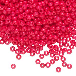 Seed bead, Preciosa Ornela Czech glass, pkg/500g, #8 rocaille, opaque terra intensive dyed red chalkwhite, (16A98).