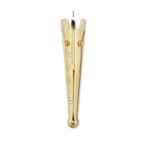 Bolo tip 1pkg10 gold-finished, 33x7mm / flower design / 6mm inside diameter, steel