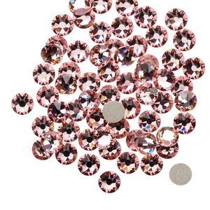 Flat back 144pk light rose foil back, Crystal Passions&reg; 4.6-4.8mm rose round SS20 2088