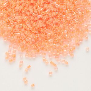 Seed bead, Delica&reg;, glass, pkg/50g, #11 round, translucent luminous inside dyed color creamsicle (DB-2033).